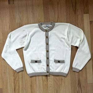 PRINGLE OF SCOTLAND vintage hand framed 100% cotton cardigan sweater size M